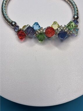 Swarovski Multicolor Crystal Bead Bracelet with Rhinestone Spacers